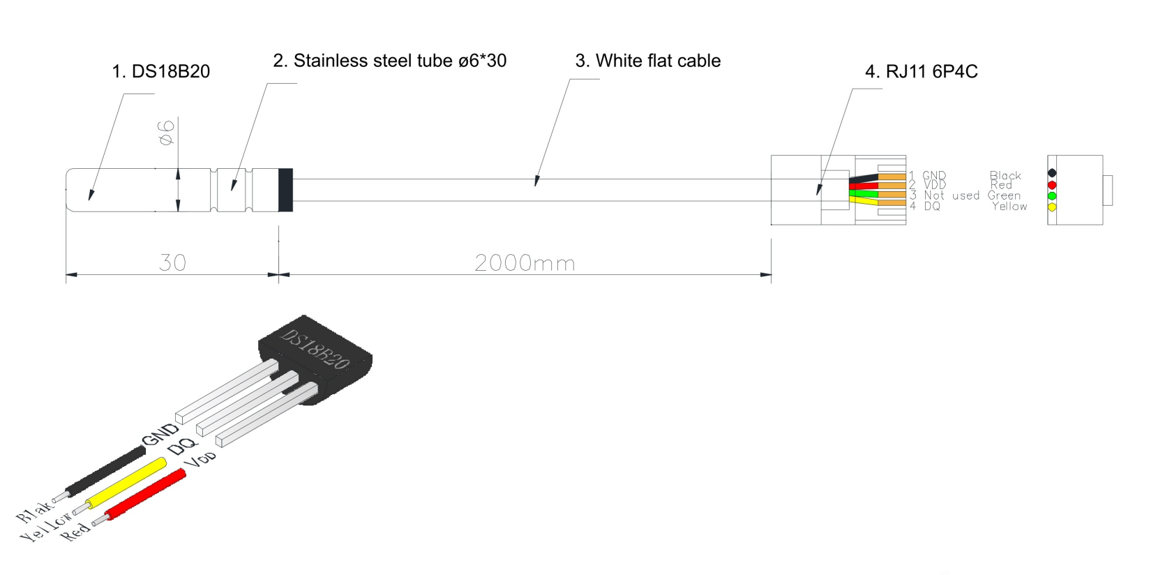 Capteur numérique de température DS18B20 — Connecteur RJ45, Logistique de la chaîne du froid