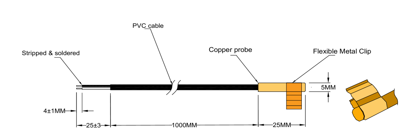 Capteur de température à thermistance NTC 5kΩ — Systèmes HVAC, Sonde en cuivre
