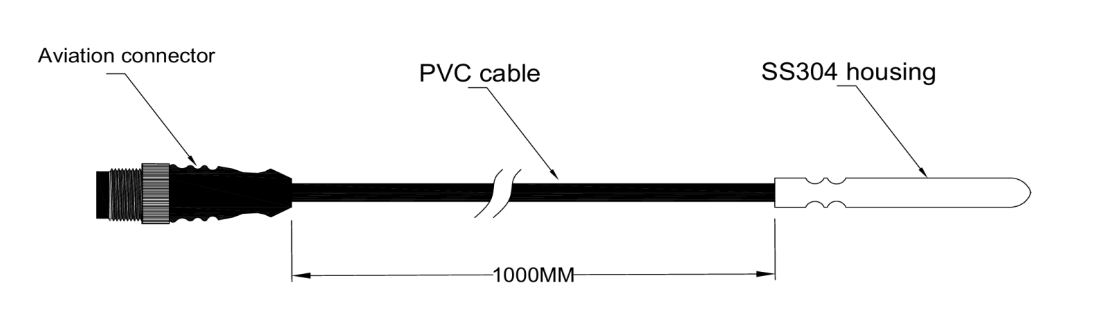 PT1000 Capteur de température avec connecteur aéronautique